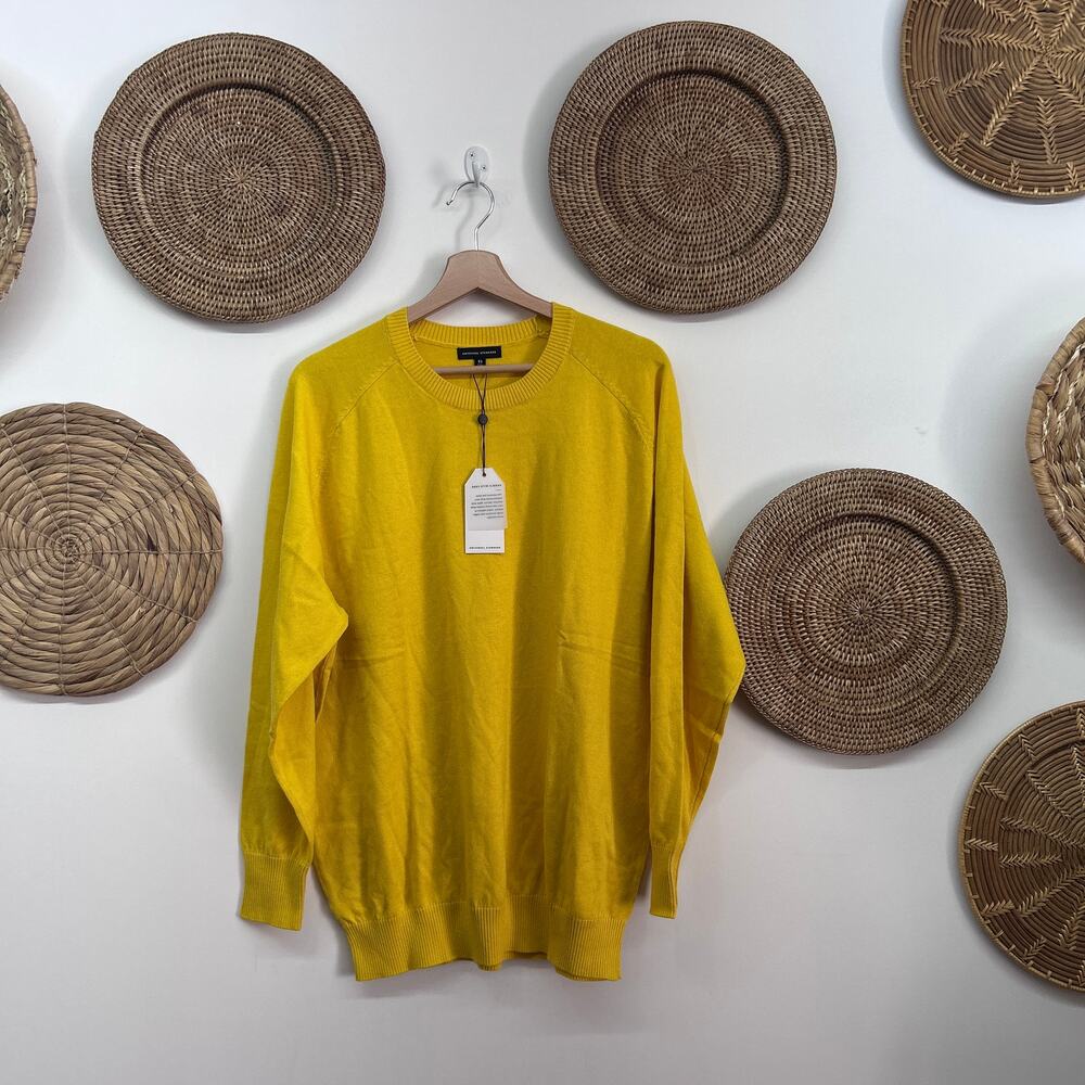 NEW Universal Standard Yellow Cotton Crew Neck Sweater XS / 10-12 Knit Preppy